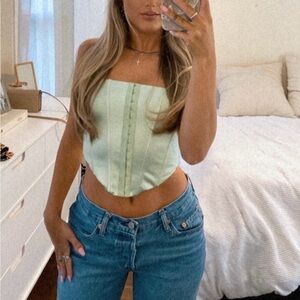 White fox green corset